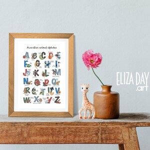 A2 & A1 Printable art, instant download, alphabet nursery art, animal print, Aussie animal, Australian animal, nursery art, 2 sizes