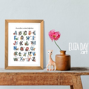 A4 & A3 Printable art, instant download, alphabet nursery art, animal print, Aussie animal, Australian animal, nursery art, 2 sizes