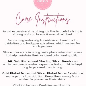 May include: Care instructions for jewelry, including information about how to prevent tarnishing and how to store the jewelry properly. The text also includes a warning about choking hazards for children under 3 years old.
