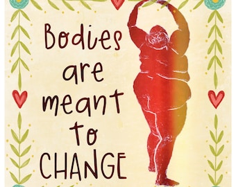 Arte corporal con sobrepeso - Impresión artística de otoño - Obra de arte positiva para el cuerpo - Amor propio // Los cuerpos cambian