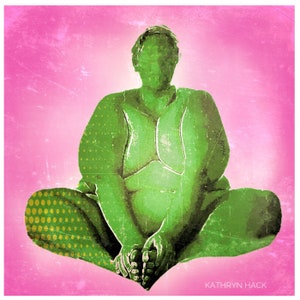 Fat Positive Yoga Art Prints - Big Body Artwork  ||  PINK AND GREEN