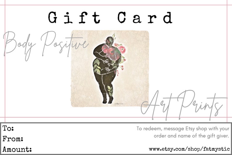 Mother's Mothers Day Meaningful Art Gifts Gift Card Body Positive Art INSTANT DIGITAL DOWNLOAD Gift Certificate for Art Prints image 1
