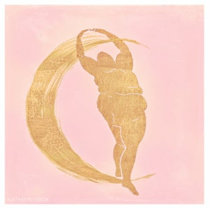 Impresión de arte abstracto con positividad corporal: Luna, liberación de la mujer gorda, rosa // Canción de la luna