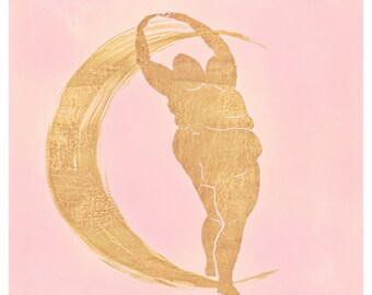 Body Positive Abstract Art Print - Moon - Fat Woman Liberation - Pink || Moon Song