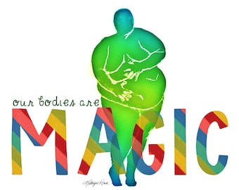 Arte positivo para el cuerpo - Láminas artísticas para la liberación de la grasa - Obras de arte sobre el amor propio // LOS CUERPOS SON MÁGICOS