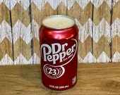 Dr Pepper scented candle in Dr Pepper soda can | beer candle | soy wax | clean burning | upcycled can | texas | pop | 23 flavors | fanatic
