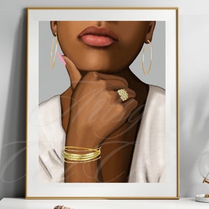 Elegant Black Woman Art, Black Art, Black Woman Art, African American Art, Afrocentric Art, Black Girl Art, Melanin Woman, Black Artist