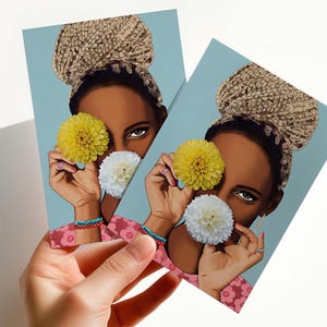 Beautiful set of African American Greeting Cards of Black Woman, Black Greeting Cards, Melanin Woman Stationary Note Card, Black Girl Card