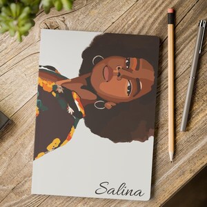 Journals of Black Women, Personalized Softcover Journal, Afro Girl Notebook, Black Girl Magic Journal, Customizable Black Woman Notebook