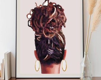 Black Art, African American Art, Black Culture, Afrocentric Art, Loc Art, Black Hair Art, Black Woman Art, Black Girl Magic, Black Artist