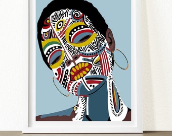 Original Black Art, African American Art, Afrocentric Art, Colorful African Wall Art, Black Woman Art, Black Girl Art, Black Wall Art