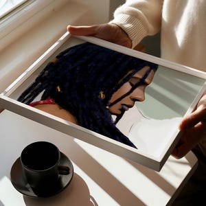 Elegant Black Woman Loc Hair Art, African American Art, Black Art, Black Girl Art Poster, Black Female Art, Black Hair Art Culture