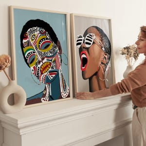Black Women Art Prints: Afro Hair, African American Art Set