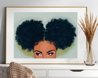 Black Girl Magic Art, Black Art, African American Art, Afrocentric Art, Black Wall Art, Black Girl Afro Art, Black Woman Art, Black Artist