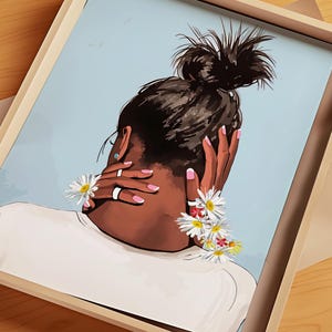 African American Art of Black Woman with Natural Afrocentric Hairstyle, Beautiful Black Girl Magic Art Poster