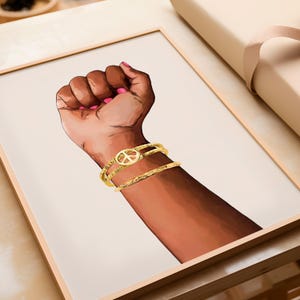 Black Girl Raised Power Fist Art, Empowering Art, Diversity and Inclusion Art, African American Art, Black Art, Equal Rights Solidarity Art