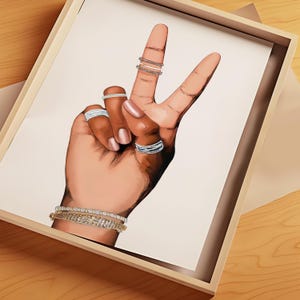 Peace and Love Art, Peace Hand, Black Peace Fingers, Black Girl Peace Sign, Black Art, African American Art, Black Girl Art, Equal Rights