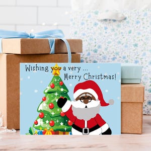 Set of Black Santa Christmas Cards, African American Greeting Cards, Black Greeting Cards, Black Holiday Cards, Black Santa Claus Cards