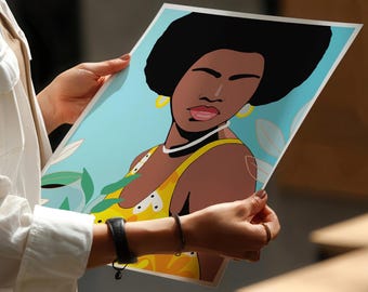 Black Woman Art Print: Colorful Afro Abstract Wall Art