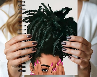 Black Woman Art Spiral Notebook: Melanin Girl with Locs