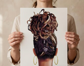 Black Girl Magic Poster: Loc Hair Art Print, Afrocentric African American Decor