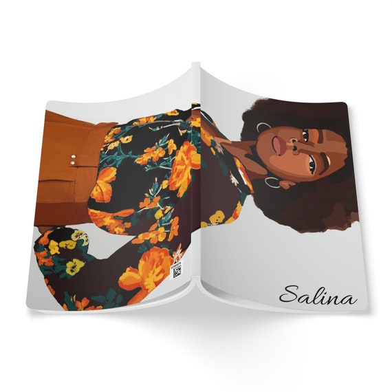 Personalized Afrocentric Soft Cover Journal – Black Woman Journal with Artful Inserts