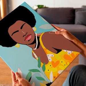 Afro Art, Black Woman Art, Black Wall Art, Black Hair Art, Black Girl Art, African American Art, Black Art, Colorful Black Abstract Art