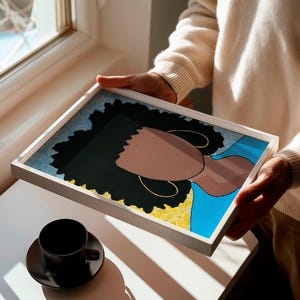 Original Black Woman Acrylic Painting: Afro Art, Colorful Portrait