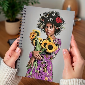 Afrocentric Black Girl Journaling Notebook, Black Woman Spiral Notebook, African American Journal, Melanin Woman Notebook, Black Notebook