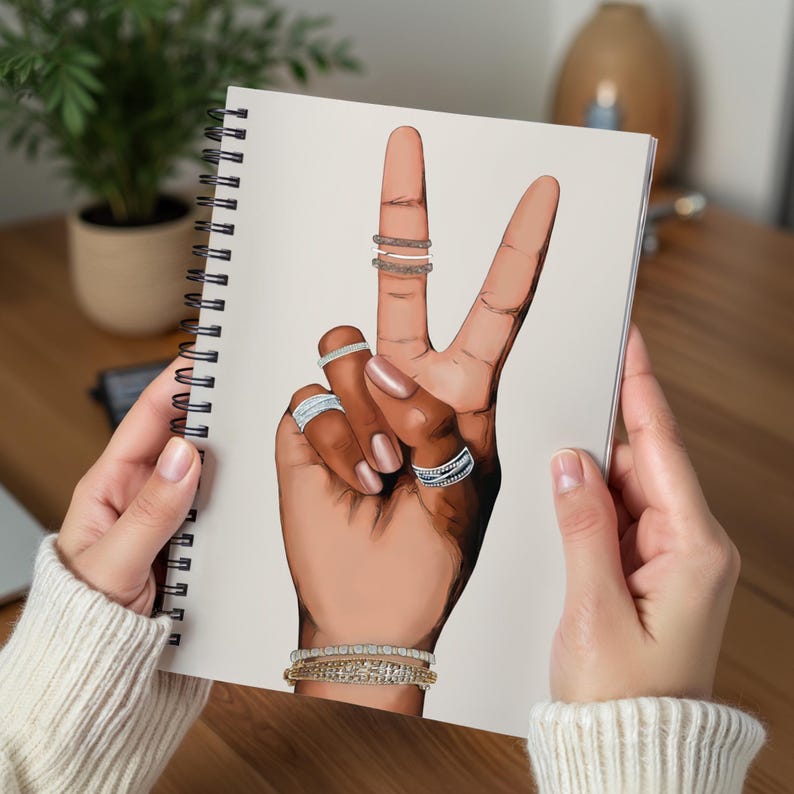 Black Girl Spiral Notebook: Peace Journal, Afrocentric Stationery image 1
