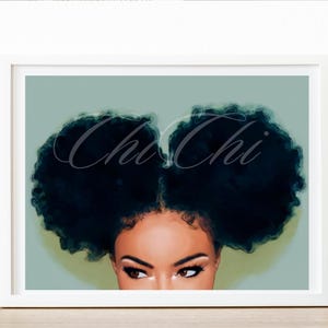 Black Girl Art Poster, Black Wall Art, African American Art, Afrocentric Art, Beauty Salon Wall Art, Natural Afro Hair Art, Black Artist
