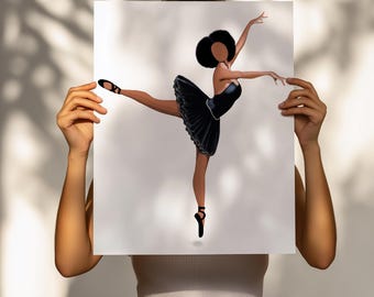 Black Ballerina Art Print: Elegant African American Dancer