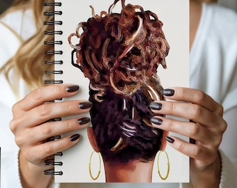 Black Girl Locs Spiral Notebook: Melanin Journal with African American Art