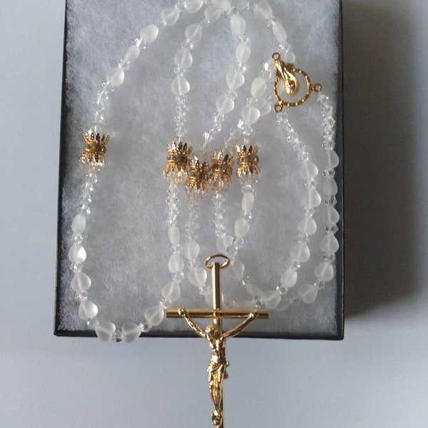 Rosary for baptism Wedding. Heart rosary .19 inches.
