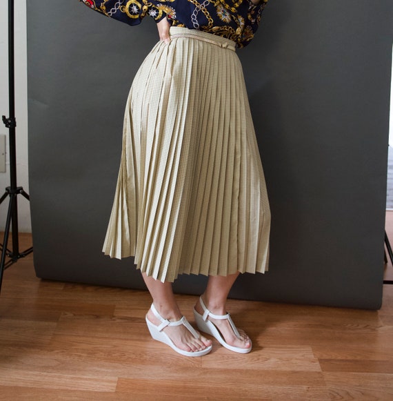 Evan Picone Vintage Beige Skirt with Black&White … - image 2