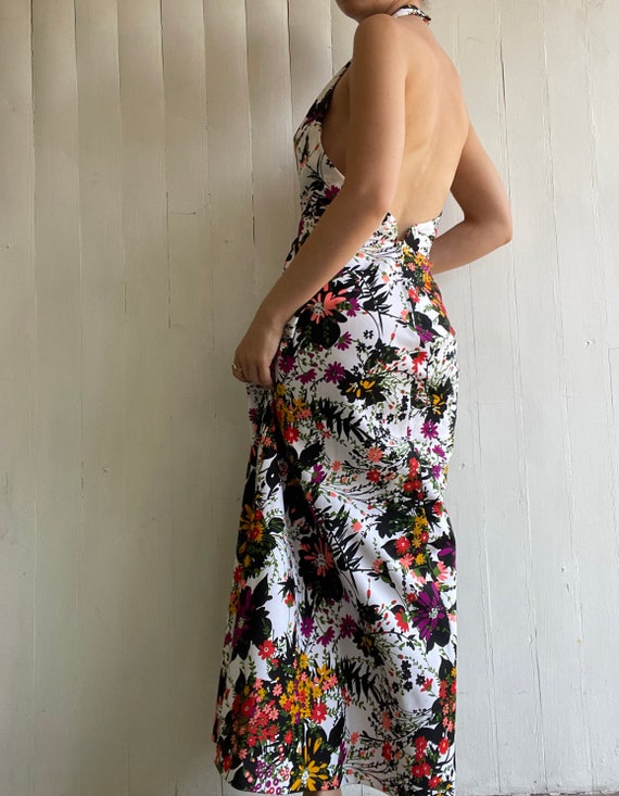 Vintage Backless Floral Maxi Dress