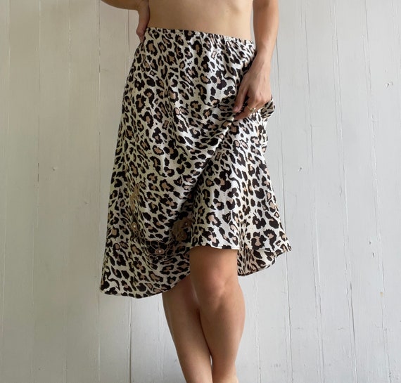 Vintage Silk Animal Print Skirt with Statement Be… - image 4