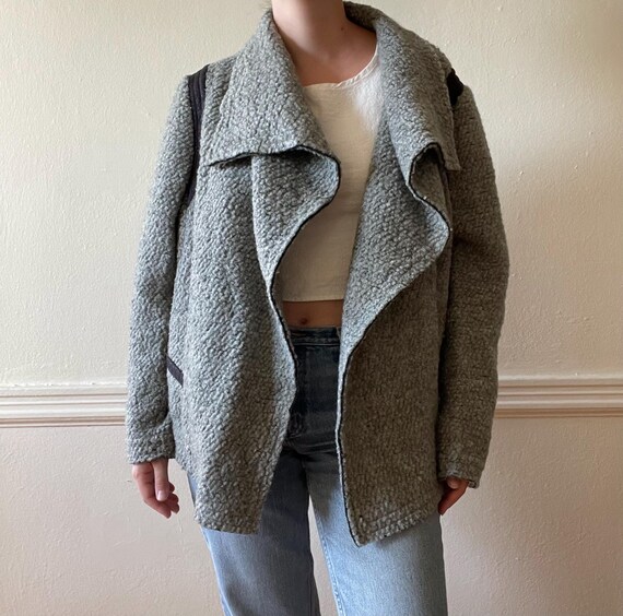 Soft Fuzzy Gray Fold Jacket - image 3