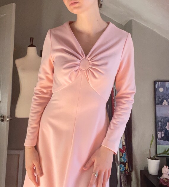 Gorgeous Pink 70s Vintage Maxi Dress - image 3