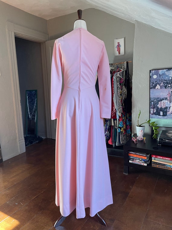 Gorgeous Pink 70s Vintage Maxi Dress - image 7