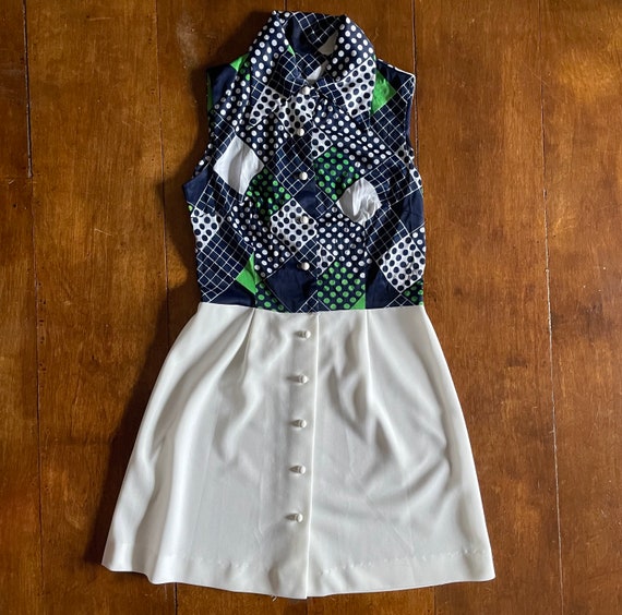 Sport, Casual Blue, Green, and White Mini Dress - image 3