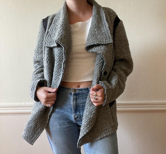 Soft Fuzzy Gray Fold Jacket - image 1