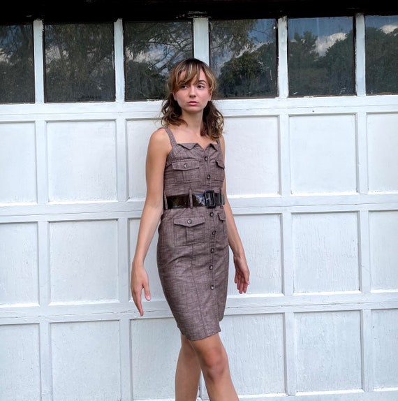Y2K Buttoned and Belted Dress - image 3