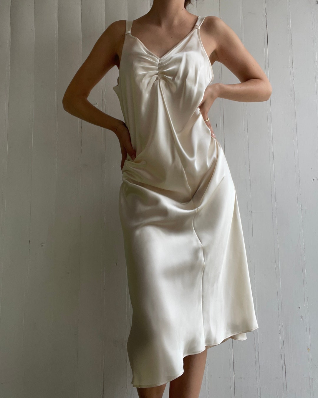 Vintage Ruffled Slip Dress with Belt