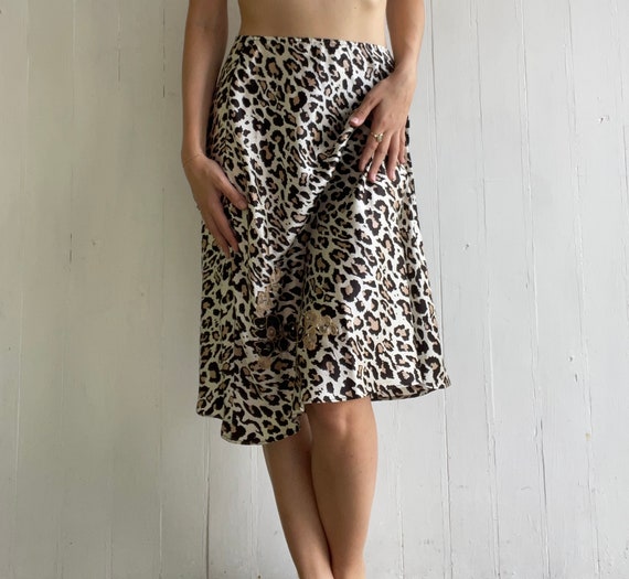 Vintage Silk Animal Print Skirt with Statement Be… - image 2