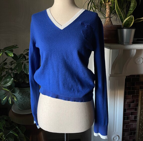 Blue and White Vintage Pullover - image 2