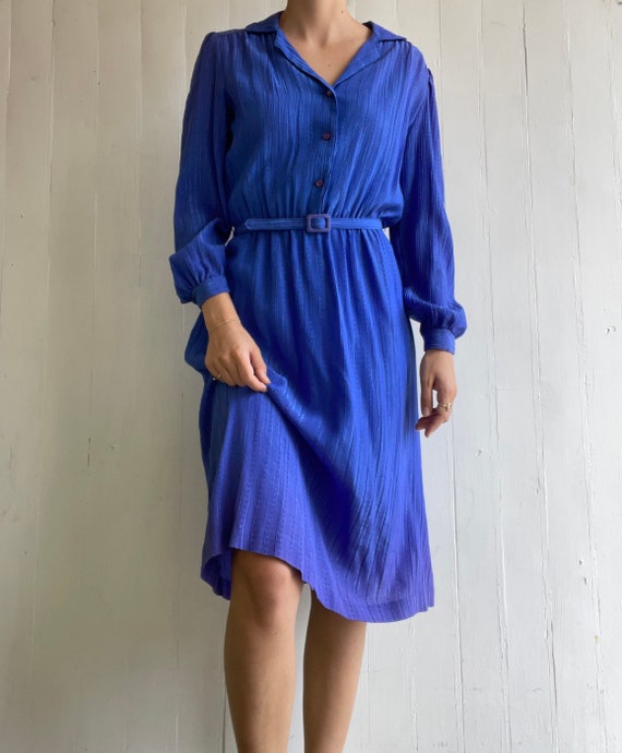 Vintage Blue 1970s Dress with Purple Fade