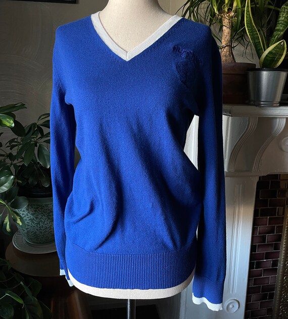 Blue and White Vintage Pullover - image 3