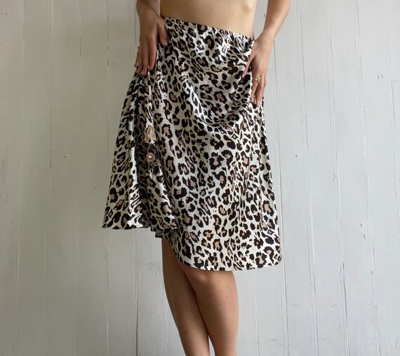 Vintage Silk Animal Print Skirt with Statement Be… - image 3