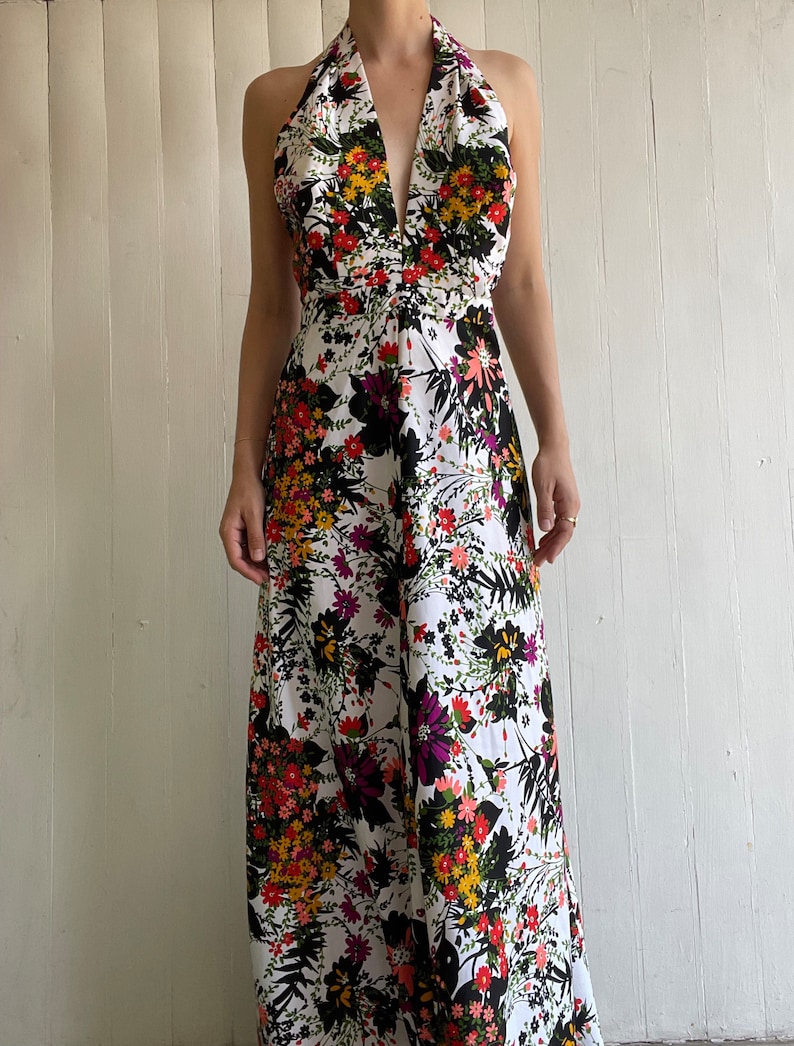 Floral Print Backless Maxi Dress